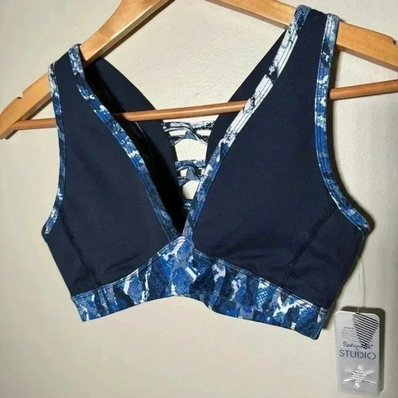 NWT Splendid Navy Snakeskin Studio Sports  Bra XS - Picture 3 of 6